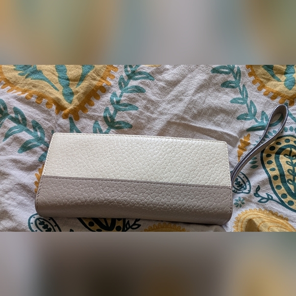 Kate Spade White/Gray (Tan Inside) Women's Clutch/Wallet, Leather - Picture 3 of 11